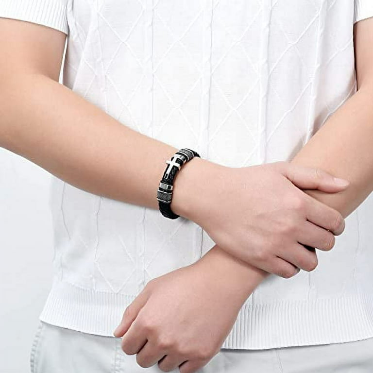 Cross Cremation Urn Bracelet for Ashes Jewelry for Women Men Memorial Keepsake Cuff Bangle Leather Bracelet Keepsake Bracelet for Men