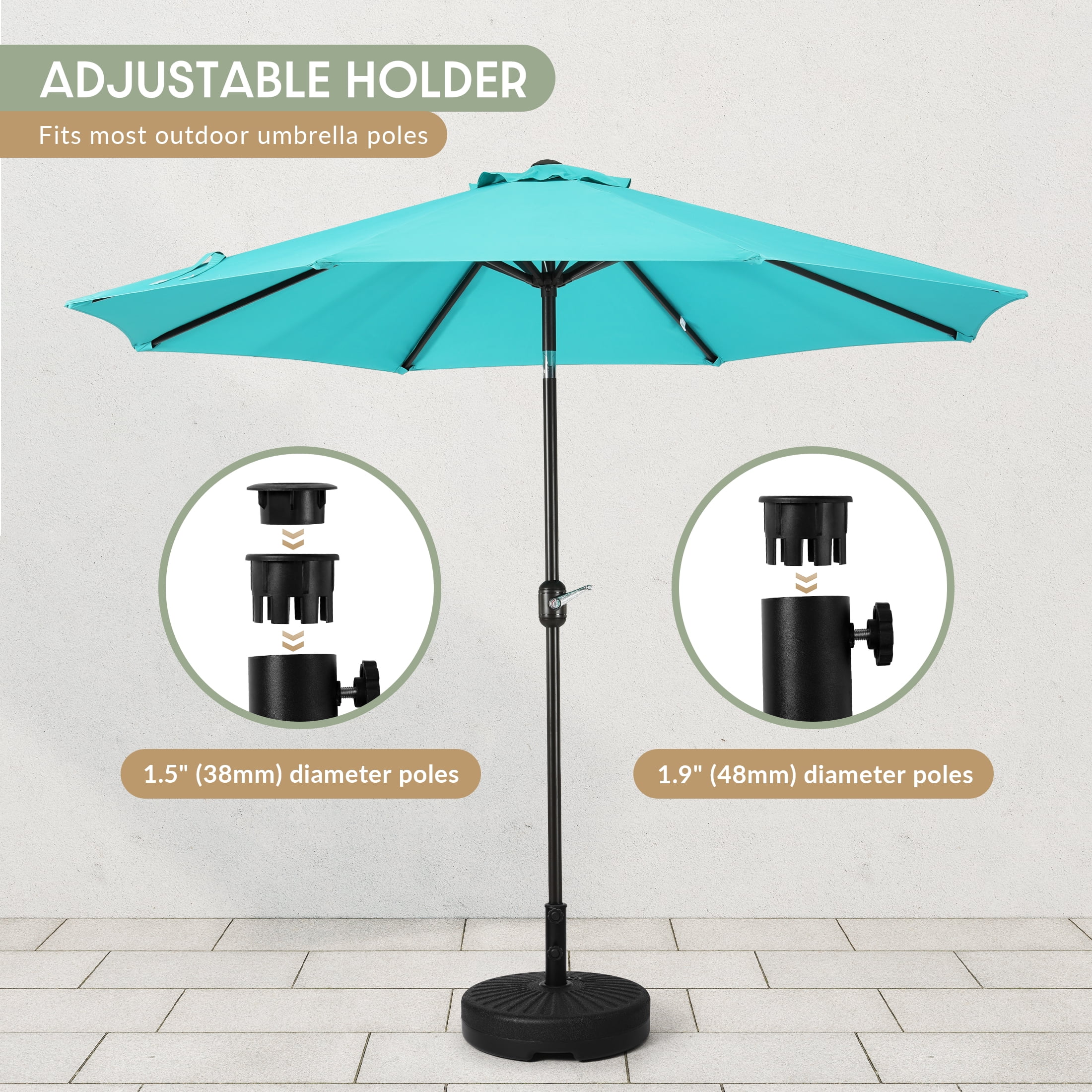 WestinTrends Fillable 20″ Round Patio Umbrella Base, Outdoor Weighted Stand with Adjustable Knob, Water or Sand, Bronze