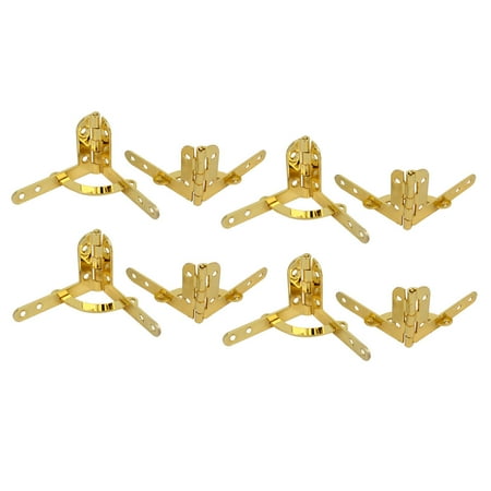 Jewelry Wine Box Wooden Case 90 Degree Support Spring Hinge Gold Tone 8pcs
