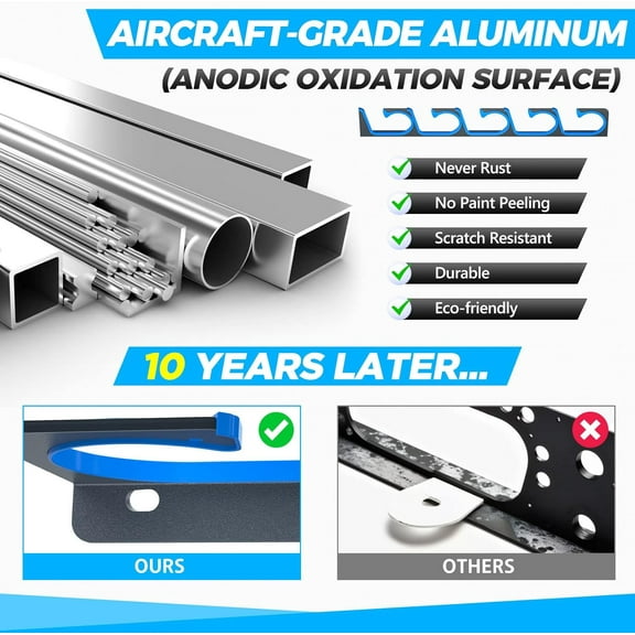 H5 Horizontal Fishing Rod/Pole Holders for Garage, Wall or Ceiling Mounted Fishing Rod Rack, Aviation Aluminum Fishing Holder Holds up to 5/10/20 Rod or Combos or Nets Storage Racks