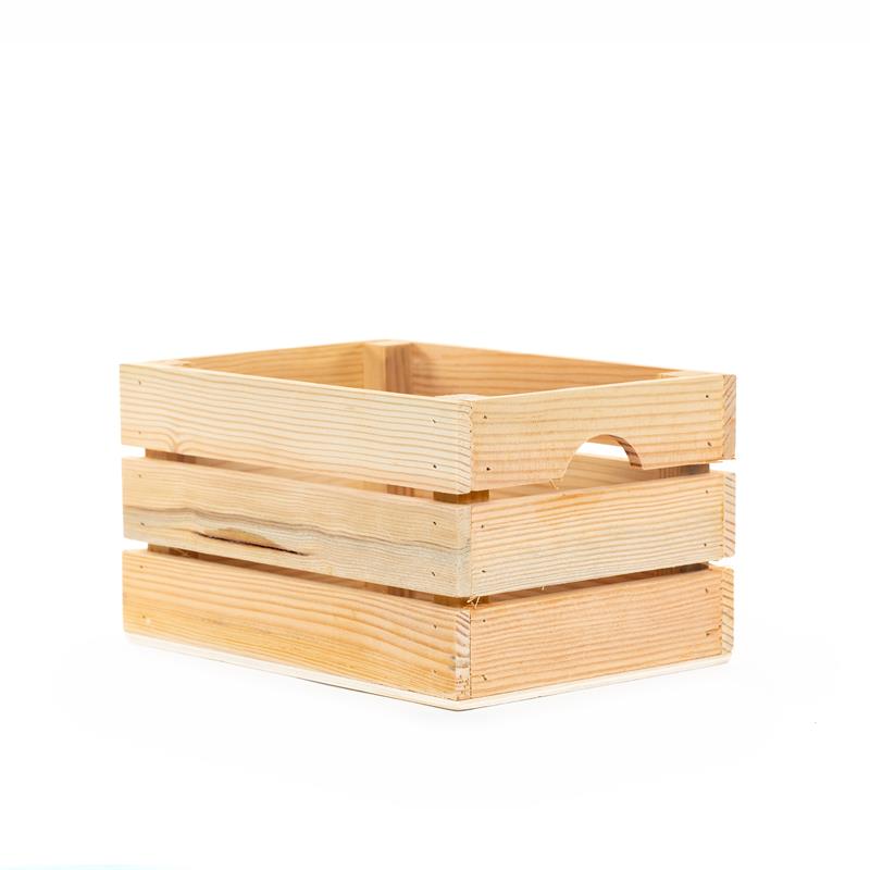 Rustic Decorative Small Wood Crate in Natural Wood Finish