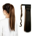 thumbnail image 1 of SHCKE Wrap Around Long Hair Extension for Women 20" 22" Straight Wavy Ponytail Extensions Clip In Ponytail Extensions Dark Brown Mix Light Auburn Synthetic Hair Piece, 1 of 4