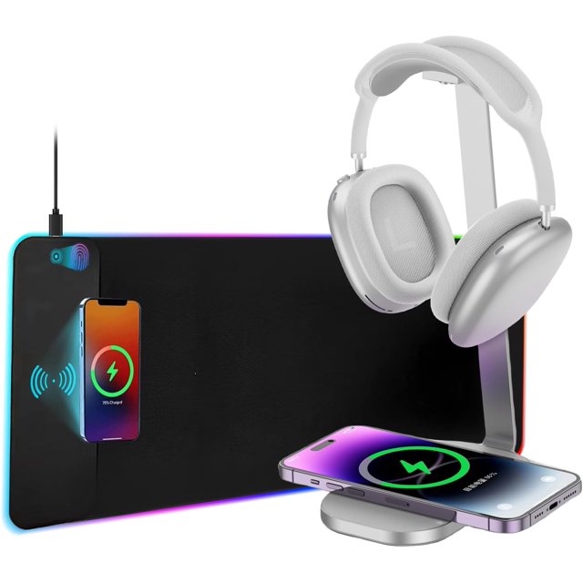 Wireless Charging RGB Gaming Mouse Pad LED Mouse Pad xxMM Light Modes Extra Large Mousepad Rubber Base RGB Desk Mat for Gaming MacBook PC Laptop Desk\u