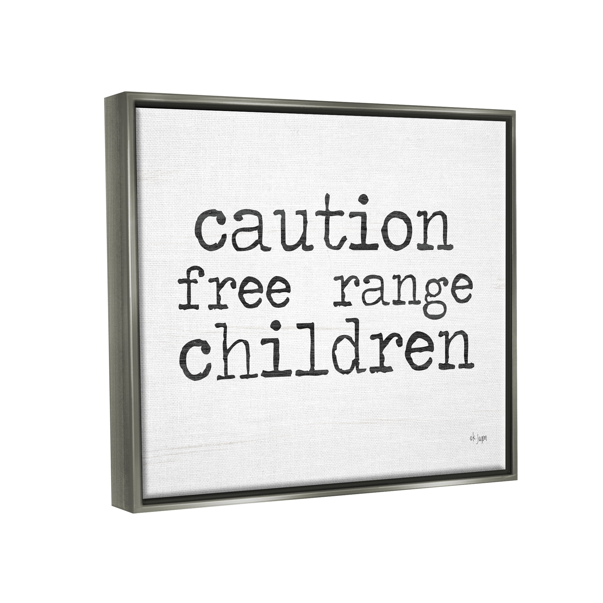 Stupell Industries Free Range Children Phrase Typography Painting Gray Floater Framed Art Print Wall Art, 21 x 17