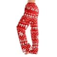 thumbnail image 3 of Adult Fashion Loose Christmas Print Sleep Pants Homewear with Drawstring & Elastic Waist, Vermilion, Size M, 3 of 4