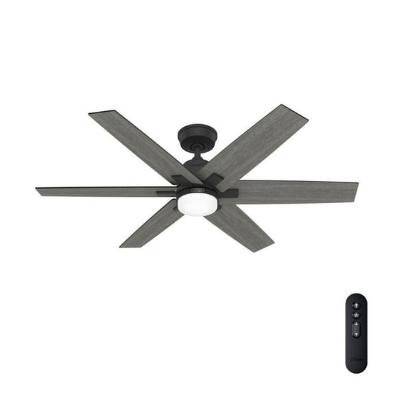 Restored Hunter Fan 52 Inch Black Indoor Ceiling Fan with Light and Remote Control for Living Room, Bedroom, Kitchen, Office (Refurbished)