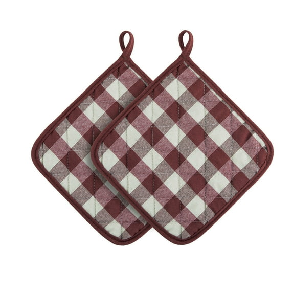 Kate Aurora Living 2 Pack Gingham Plaid Checkered Country Farmhouse Pot Holders - Assorted Colors