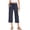 QL133_Navy, variant on Womens Capris Pants Summer Casual Loose Drawstring Elastic High Waist Trousers wide Leg 2026 Lounge Beach Cropped Slacks Black M