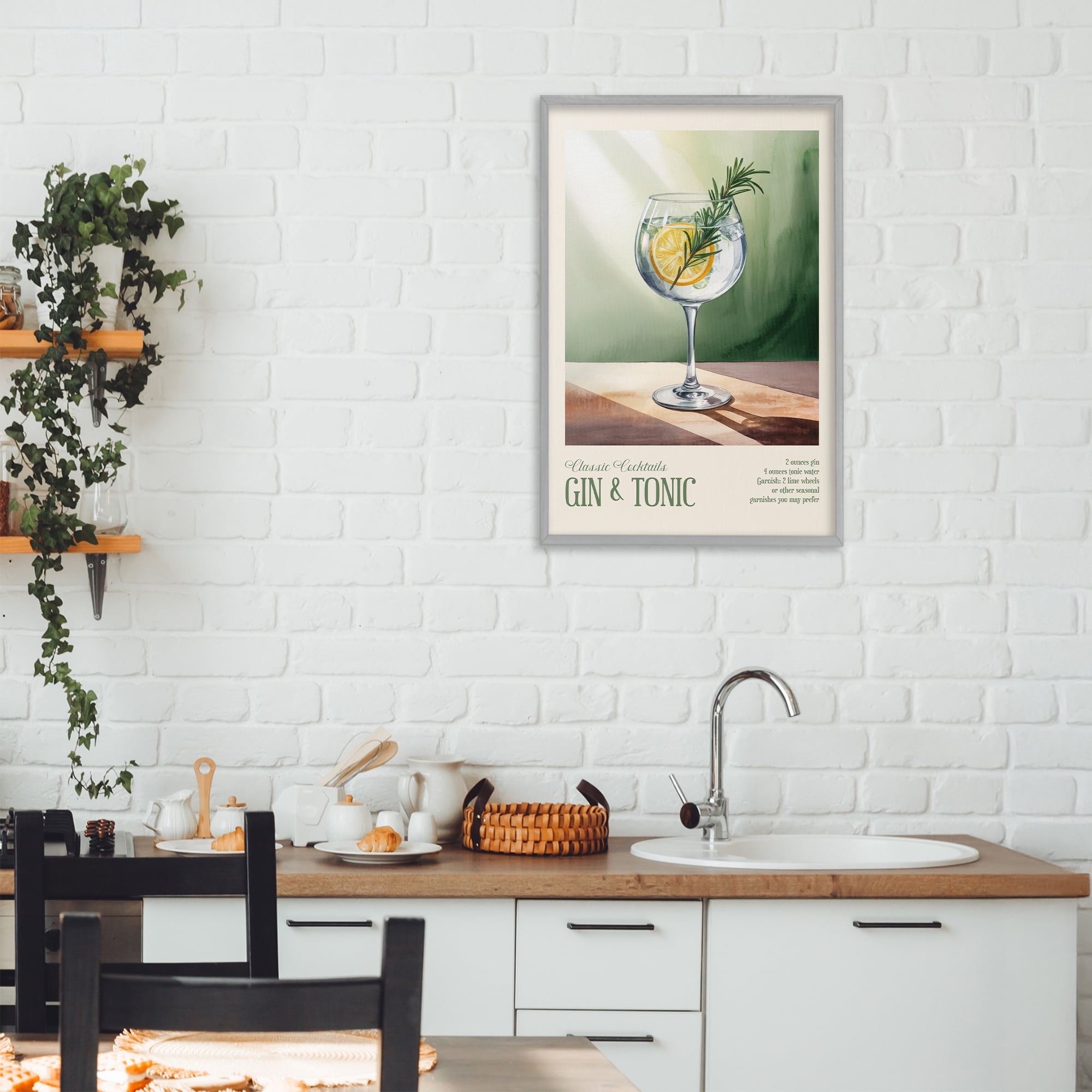 Stupell Industries Gin & Tonic Sun Rays Gray Framed Giclee Art, design by Andreas Magnusson