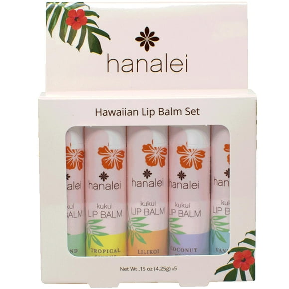 Bálsamo labial e hidratante Hanalei Natural Kukui Oil, paquete de 5