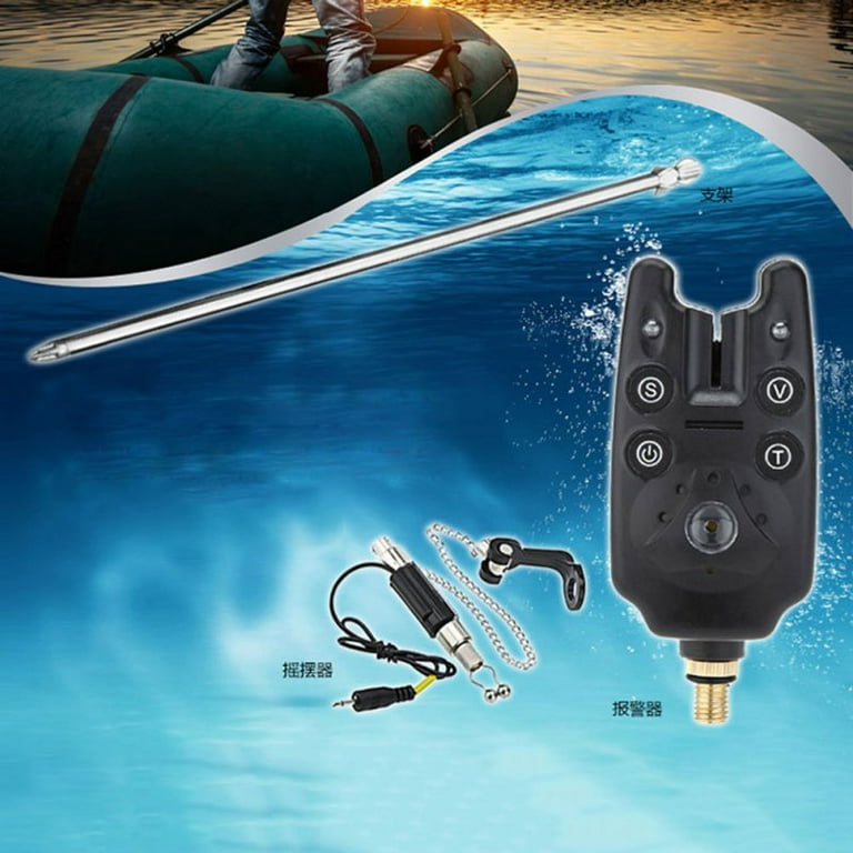 Fishing Bite Alarm 2 LEDs Carp Fishing Fish Indicator Water Resistant  Adjustable Tone Volume Sound Alert for Fishing Rod 