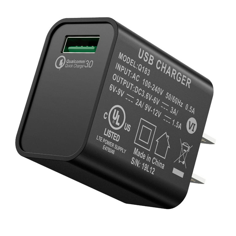 Quick Charge 3.0, 18W USB Wall Charger QC 3.0 Adapter 3A Fast Charger  Compatible with iPhone 12 11 Pro X XR XS Max | Galaxy S21 S20 FE S10 S10e  S9 S8