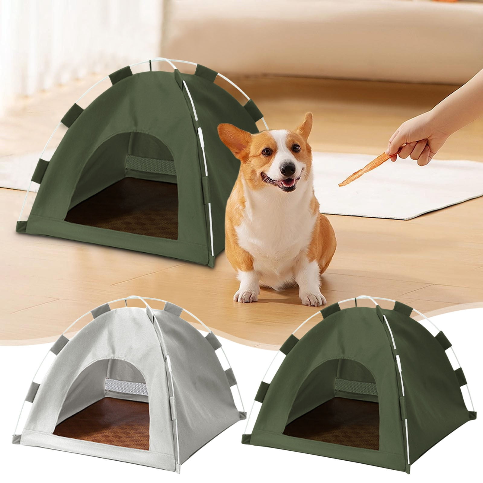 RuiJiao Foldable Portable Pet Tent, Waterproof Dog Bed with Removable Washable Cushion for Small Animals, Size S