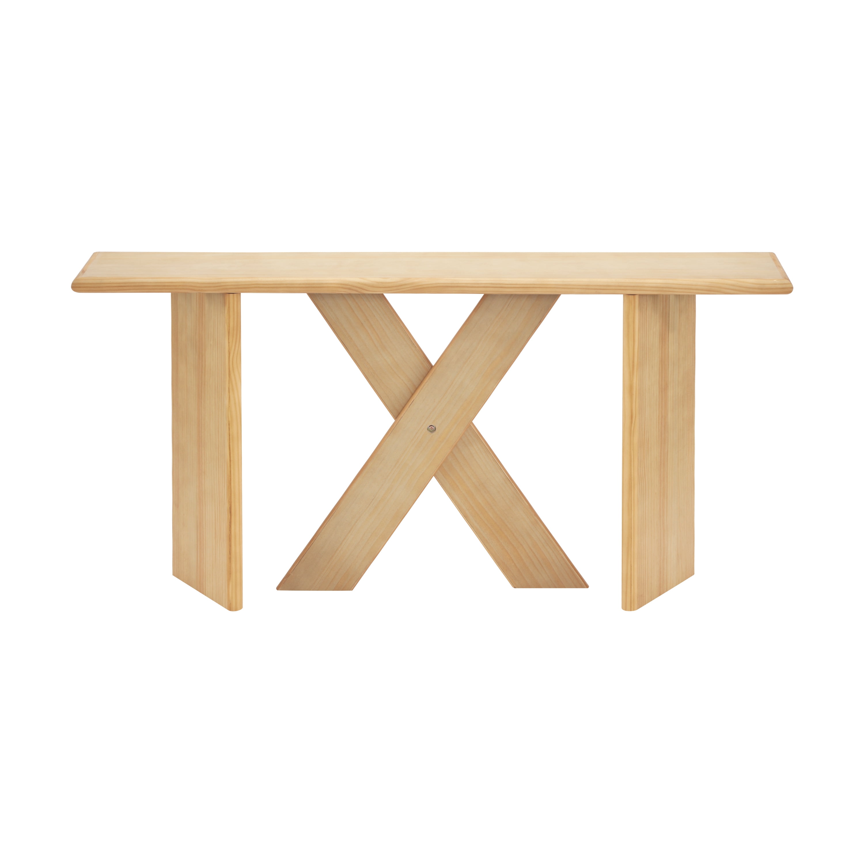 Euroco 60" Long Console Table, Wooden Farmhouse Sofa Table Behind Couch with X‑Shaped Legs,Natural Wood Finish Entryway Table for Living Room