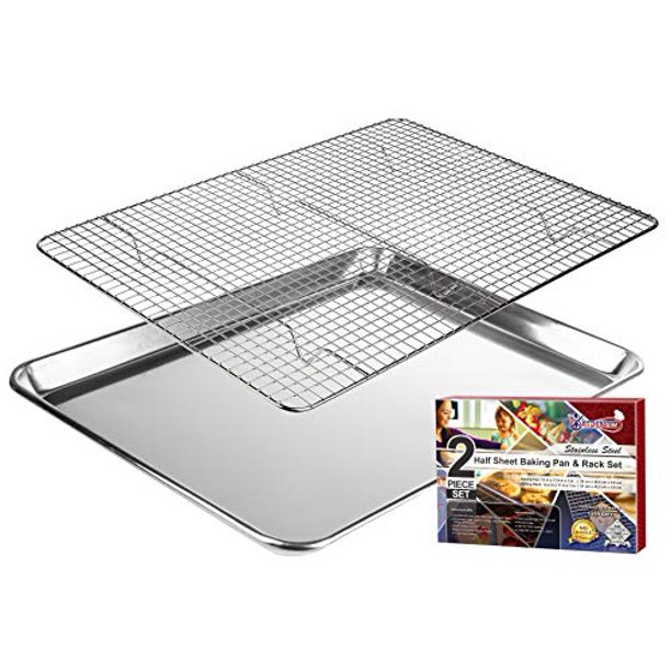 KITCHENATICS 100 Stainless Steel Wire Cooling and Baking Pan with Rack