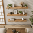 36 Inch Floating Shelves For Wall Rustic Light Wood Bedroom Set Of 4 ...