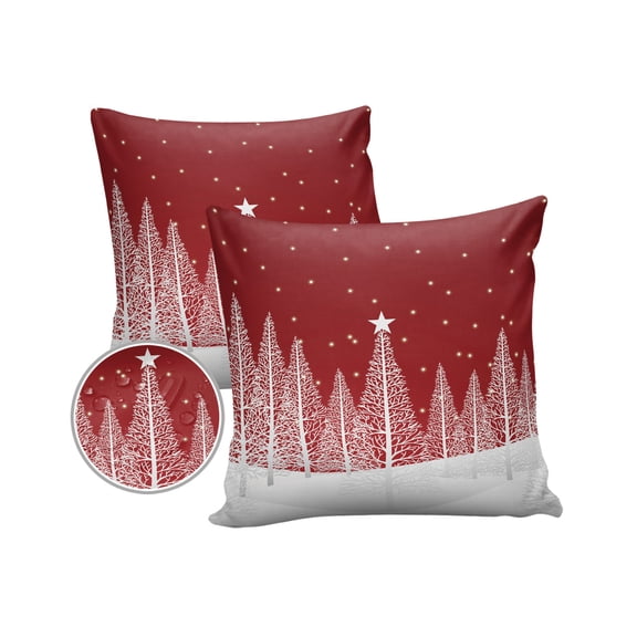 Pack of 2 Outdoor Pillow Covers, Beautiful Snowscape of Christmas Waterproof Square Throw Pillowcase Cushion Decorative Pillow Covers for Couch Patio Tent, 20x20 in