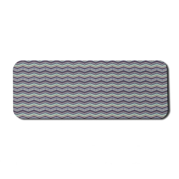 Ikat Computer Mouse Pad, Ornamental Chevron Pattern with Retro Design Elements, Rectangle Non-Slip Rubber Mousepad Large, 31" x 12" Gaming Size, Pale Blue Purple, by Ambesonne