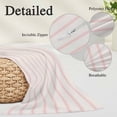 thumbnail image 6 of Pink Striped King Size Pillow Cover, Pillowcase Protectors with Zipper, Breathable Decorative Throw Pillow Case Cover, Rustic Pink Stripe Modern Art Beige Pillow Shams for Couch Sofa 20x36Inch, 6 of 8