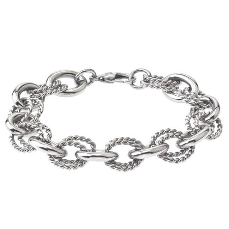 Rope and Plain Braid Bracelet in Stainless Steel