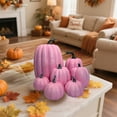 thumbnail image 5 of PEIBang Halloween Decorative Pumpkin Set - 7pc Realistic Foam Pumpkins in Hot Pink,11.81x9.84x5.91in,Perfect for Party Decor,Spooky Season Display Props, 5 of 6