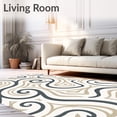 thumbnail image 2 of ODIKA 8'x10' Machine Washable Non-Slip Area Rug, Modernist Wave Interlacing Rhythmic Swirl Symphony High Traffic Rug with Pad, Gray, 664218, 2 of 8