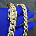 thumbnail image 2 of Mens Choker 18k Gold Plated Cuban Link Hip Hop Chain 16" Inch x 13MM Full Stone Bling Necklace, 2 of 15
