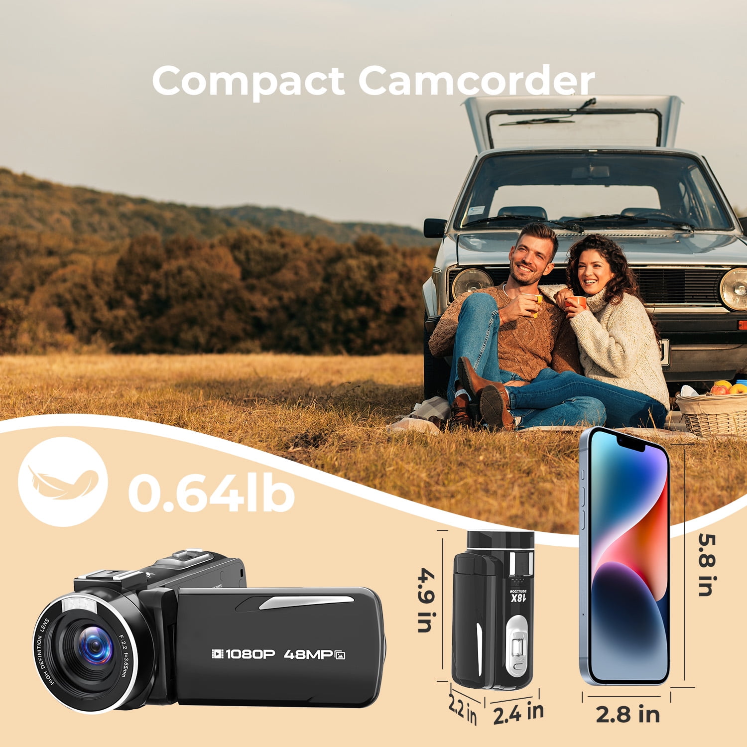 Campark 2.7K Video Camera Camcorder 42MP Vlogging Camera for YouTube