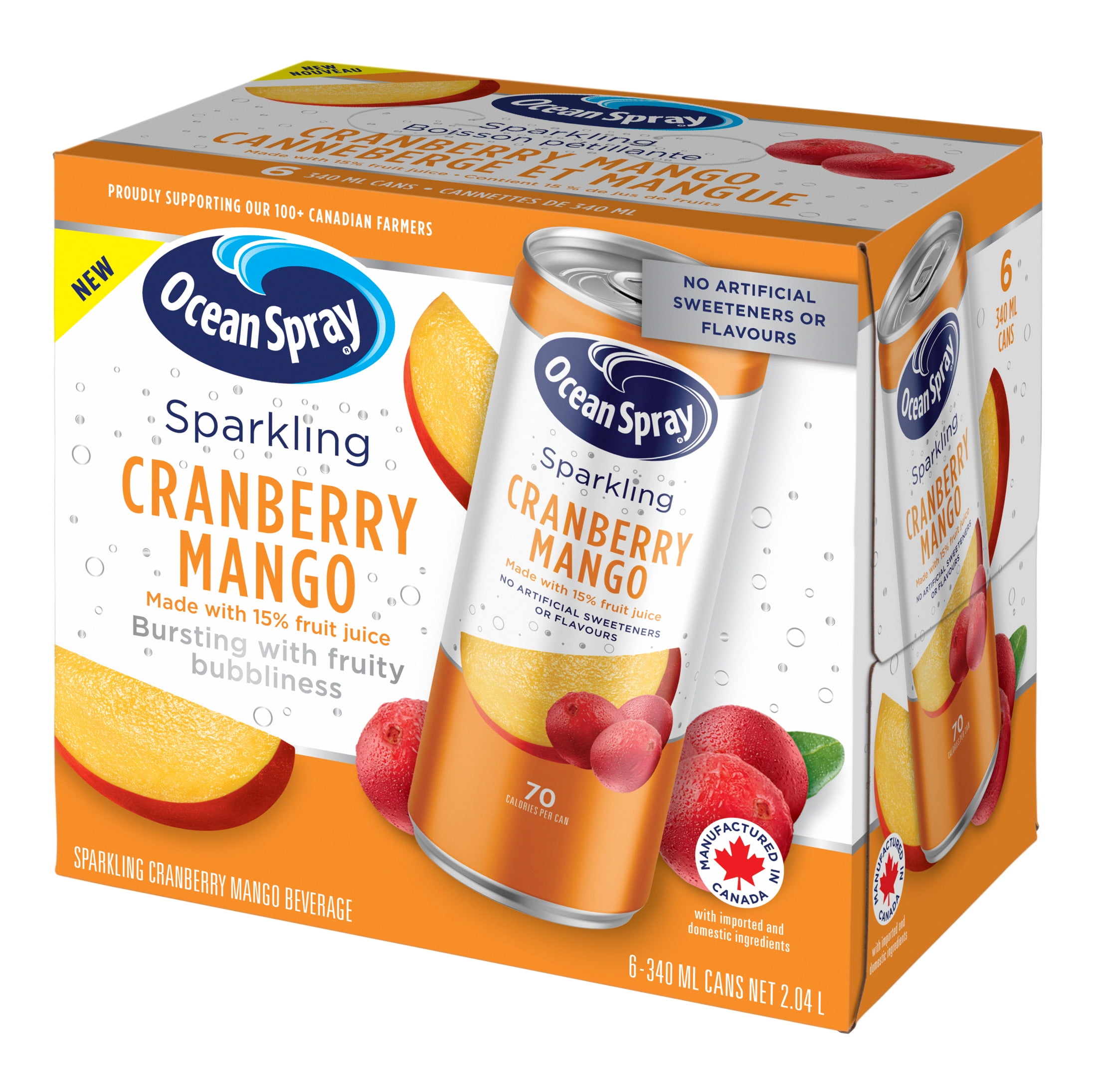 Ocean Spray Sparkling Cranberry Mango 6PK, OSI SPRK CRANMAN 6PK