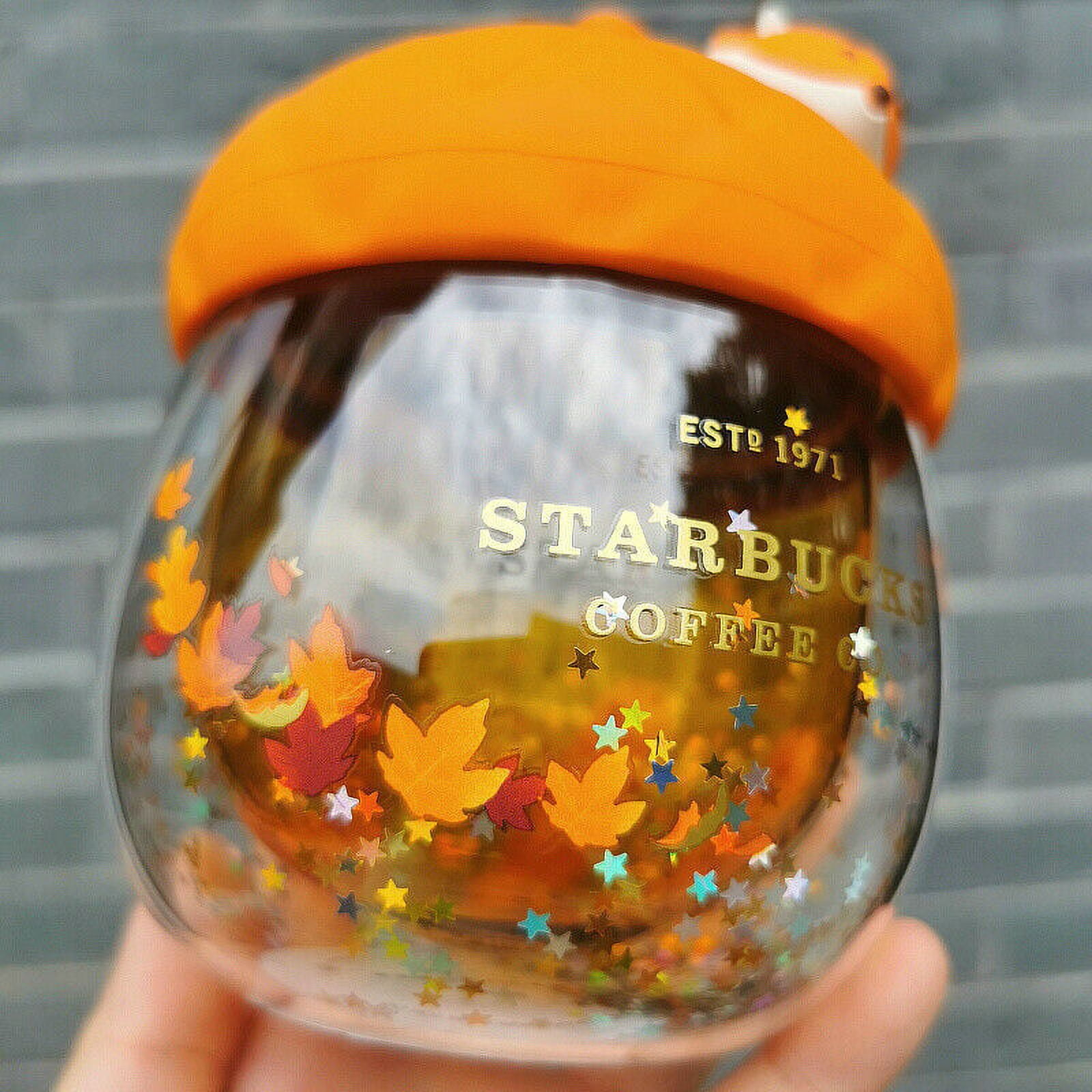 Starbucks Ceramics Mug Cup 11Oz Cute Fox Autumn Forest Maple Leaf Set with  Lid