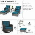 thumbnail image 3 of Wicker Patio Furniture Set - 5 Piece Rattan Outdoor Sectional Conversation Sets with 2 Swivel Rocking Chairs,2 Ottomans and 1 Side Table for Porch Deck Garden, 3 of 9