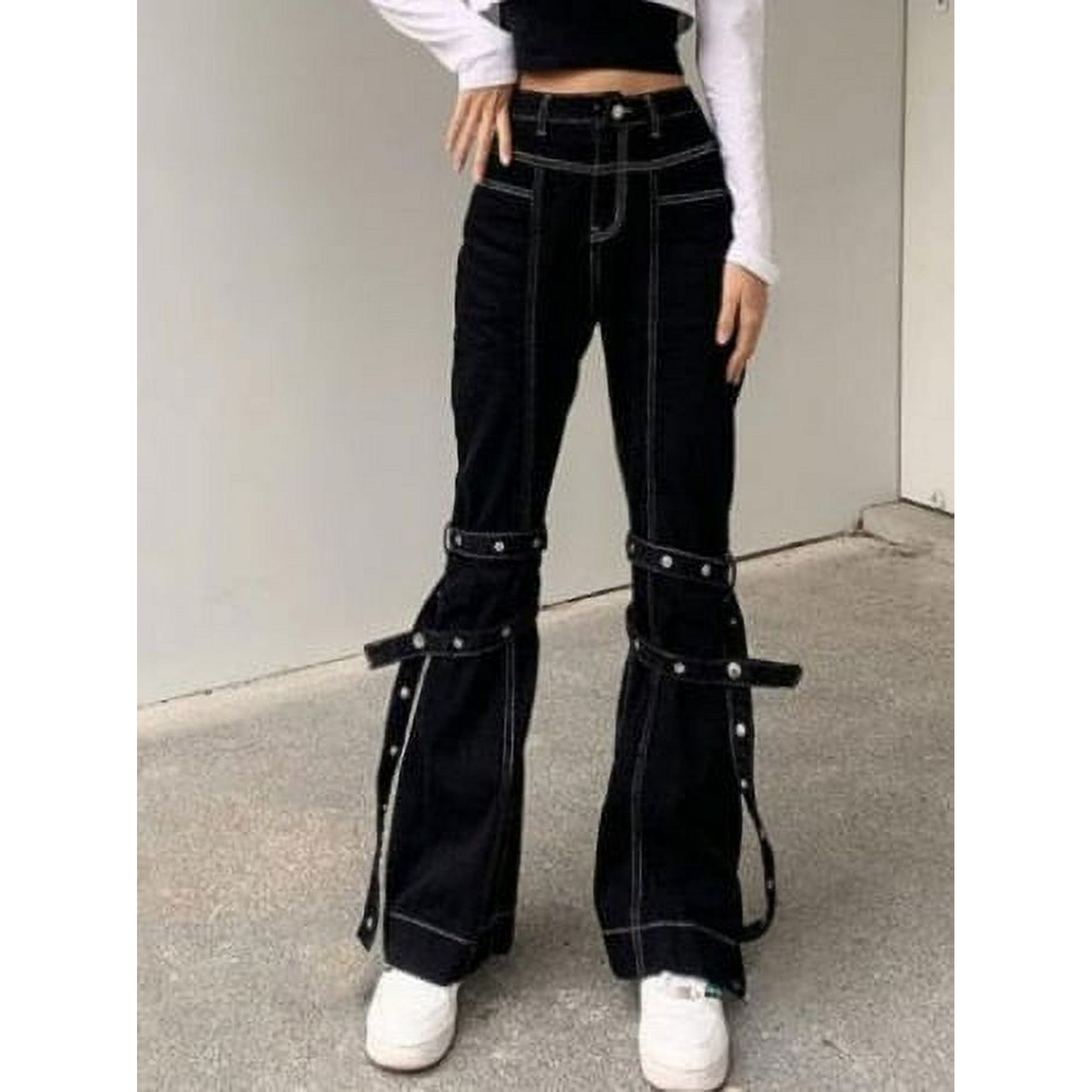 Y2k Techwear Wide Leg Cargo Pants Grunge Low Waist Baggy