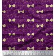 thumbnail image 1 of Soimoi Purple Poly Georgette Fabric Bow & Dots Print Sewing Fabric Yard 52 Inch Wide, 1 of 5