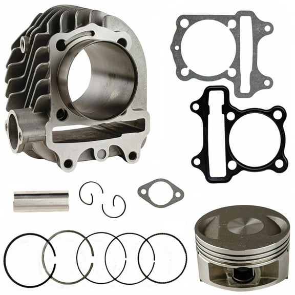 Motorcycle 61mm Big Bore Cylinder Head with Piston Rings Rebuild Kit for GY6 170cc to 200cc Bikes Engine Motor
