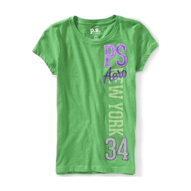 Aeropostale Girls New York 34 Camiseta Gráfica, Verde, 4
