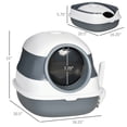 thumbnail image 6 of White Gray Foldable Cat Litter Box Enclosure with Stairs Climbing Tower Air Freshener Scoop PP ABS 20.5x16.25x15in, 6 of 8