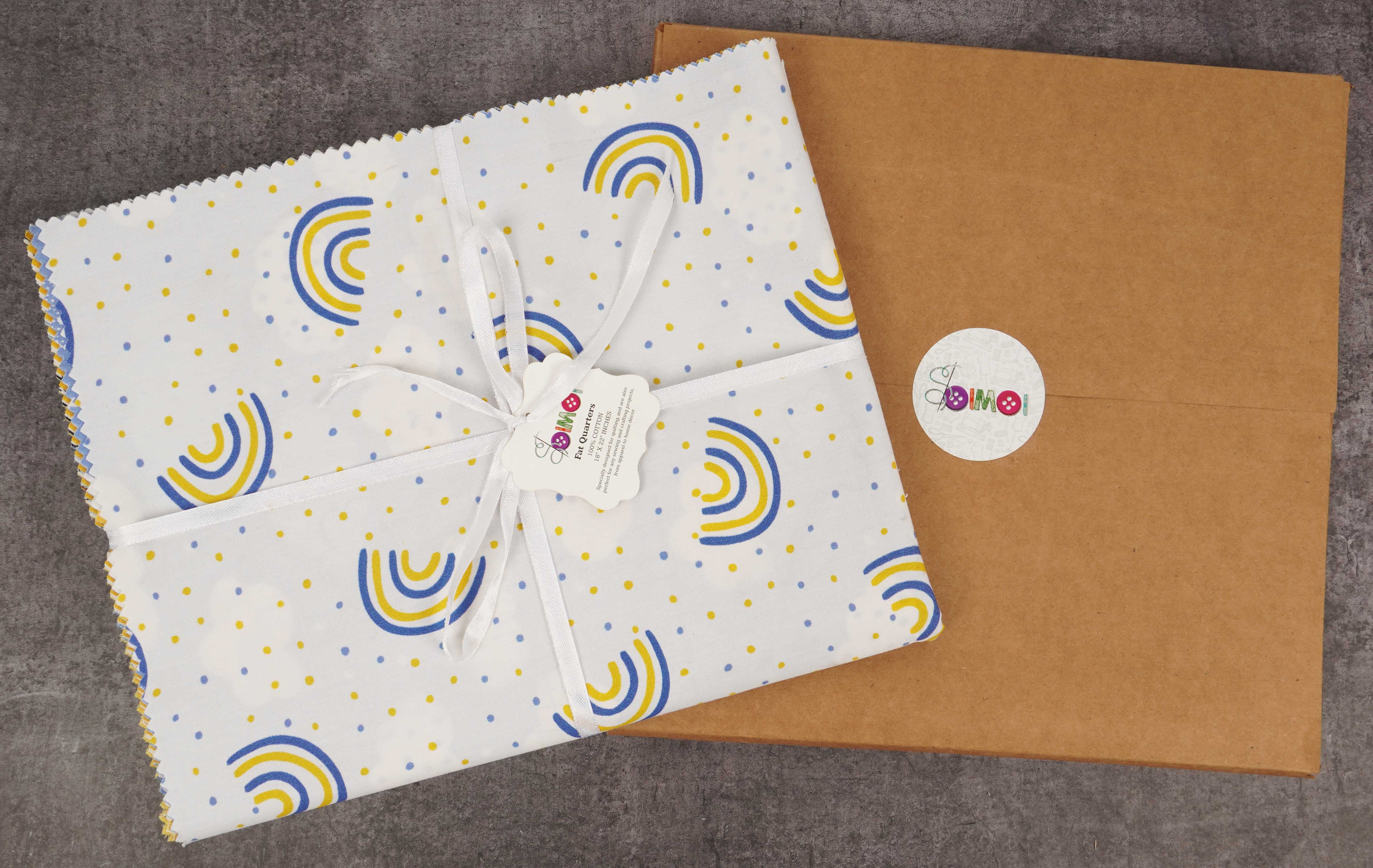 Soimoi 8 Pc Fat Quarter Bundle-Kids Collection - Nursery DecorPrint 18"x 22"DIY Patchwork-100% CottonPre-Cut Quilting Fabric Blue-Yellow & White