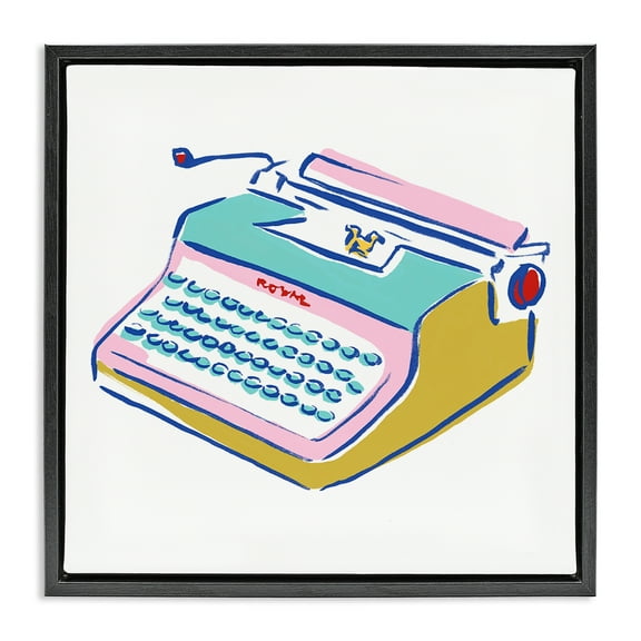 Stupell Industries Simple Retro Typewriter Novelty Painting Black Floater Framed Art Print Wall Art, 18 x 18