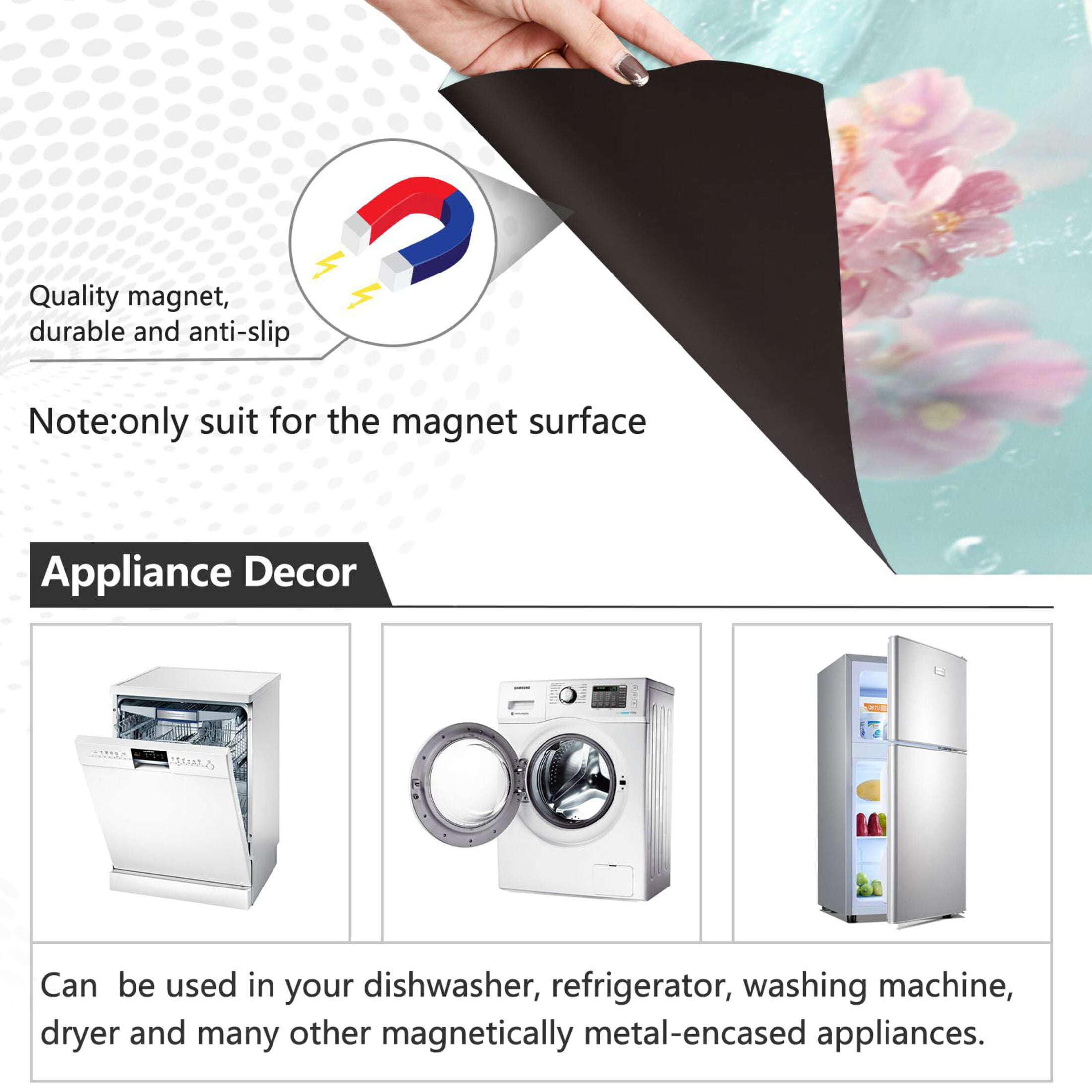 Dishwasher Magnetic Refrigerator Magnet Cover Sticker Home Decorative 23"x26" Sea Turtle with Hibiscus Flowers