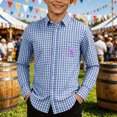 thumbnail image 2 of Wxolcjlv Boys Oktoberfest Loose Shirt Checkered Long Sleeve Button Down Shirts, Sizes 4-13, 2 of 5