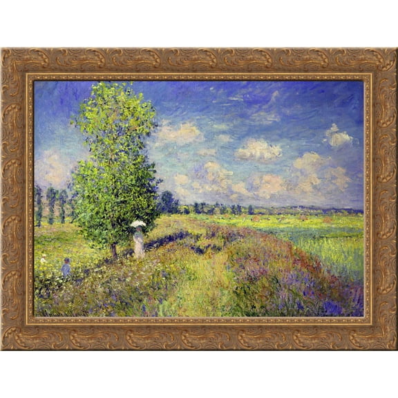 The Summer, Poppy Field 24x20 Gold Ornate Wood Framed Canvas Art by Monet, Claude