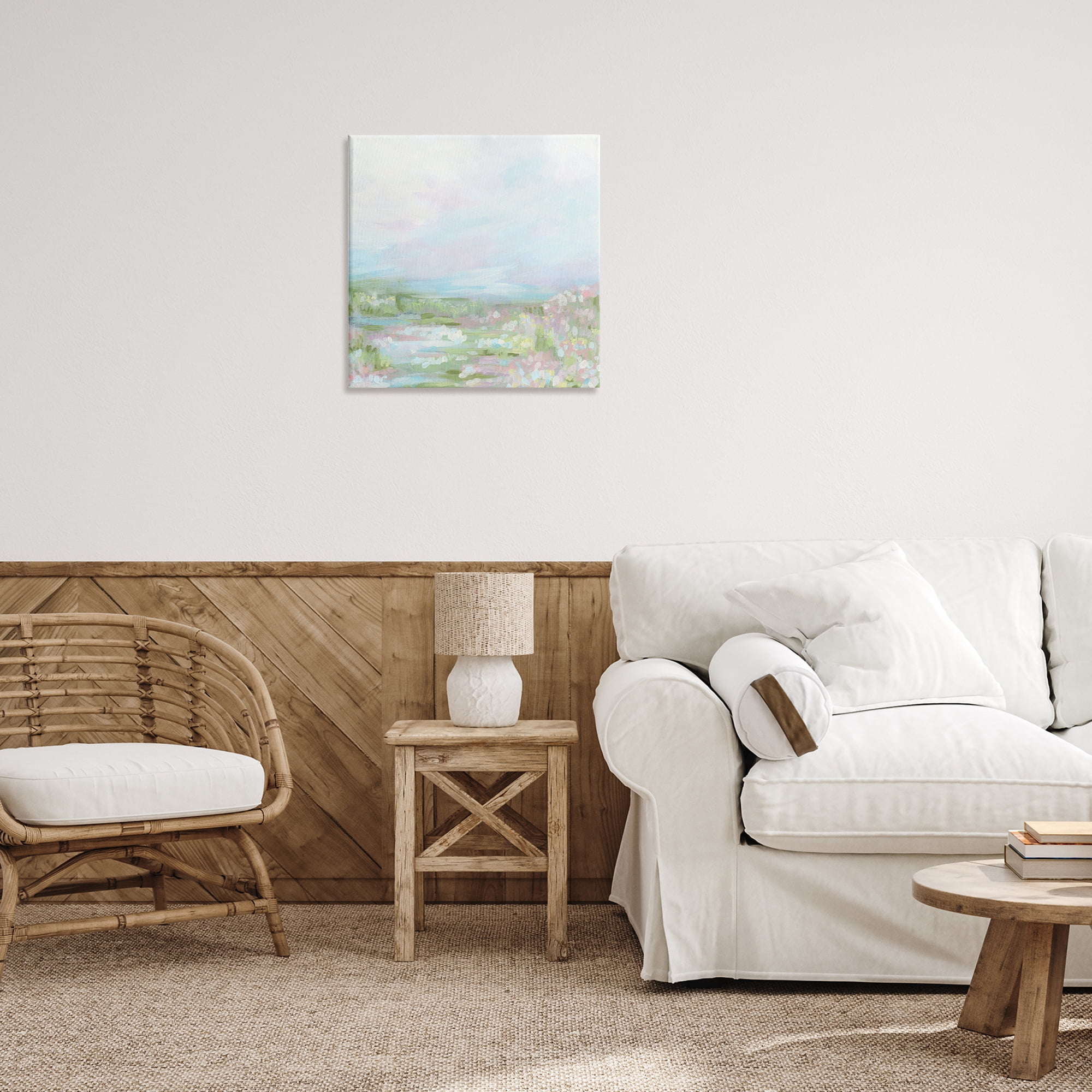 Stupell Industries Pastel Soft Landscape Landscape & Nature Painting Wrapped Canvas Art Print Wall Art, 24 x 24