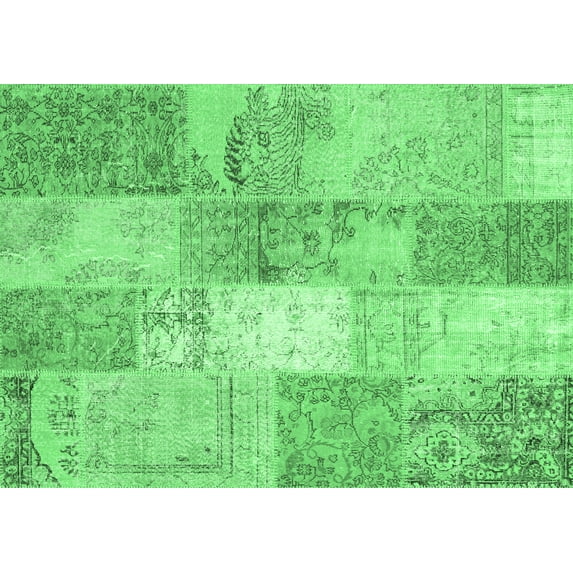 Ahgly Company Indoor Rectangle Patchwork Emerald Green Transitional Area Rugs, 8' x 10'
