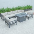 thumbnail image 5 of LeisureMod Chelsea 7-Piece Patio Conversation Set Outdoor Sectional Sofa Set Black Aluminum With Fire Pit Table & Cushions in Beige, 5 of 13