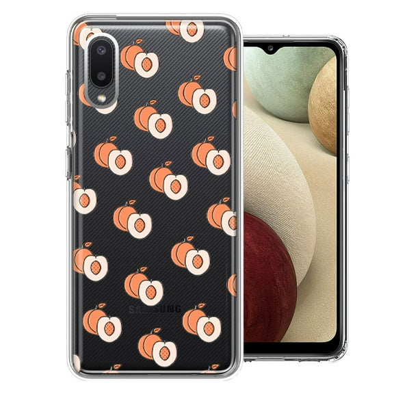 MUNDAZE For Samsung Galaxy A02 Polka Dot Peaches Design Double Layer Phone Case Cover