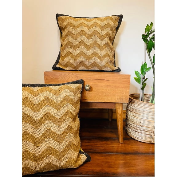 Gahilot International Pack of 2 Decorative Throw Pillow Covers wool jute Cushion Covers Holiday Pillow Covers for Sofa, 24" x 24", Pack of 2