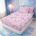 thumbnail image 2 of meiyoeat Girly Pink Shark Zipper Twin Comforter Sets with Fitted Sheet and 2 Pillowcases for Kids Boys Girls, Kawaii Ocean Animal Zipper Bedding Set, Pink Reversible, 4pcs, 2 of 6