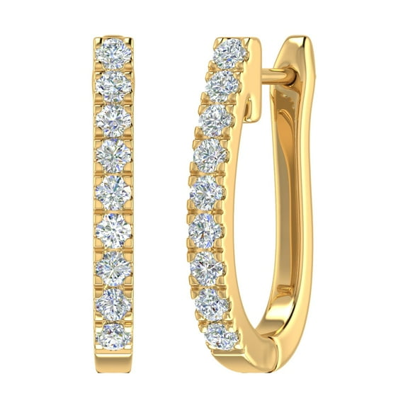1/2 Carat Diamond Hoop Earrings In 14K Yellow Gold (SI1-SI2 Clarity)