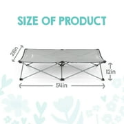 Regalo Extra Long My Cot Portable Toddler Bed, Folding Travel Cot for Kids, Gray
