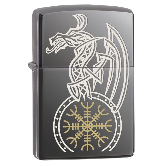 Zippo Lighter: Viking Dragon - Black Ice 80625